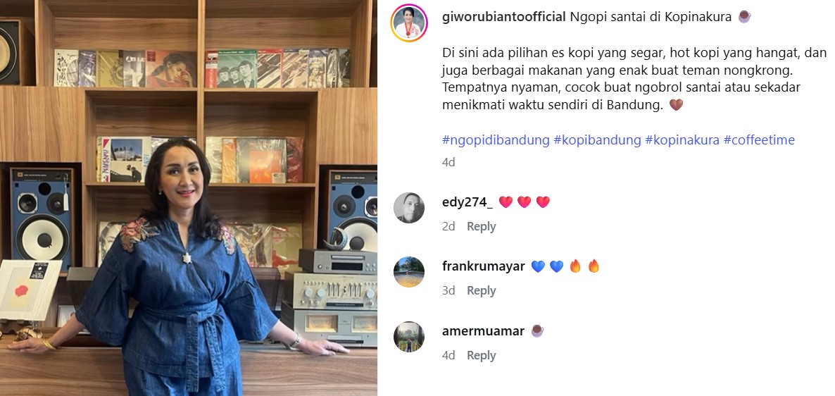 Ngopi Santai di Kopinakura Bandung ala Giwo Rubianto